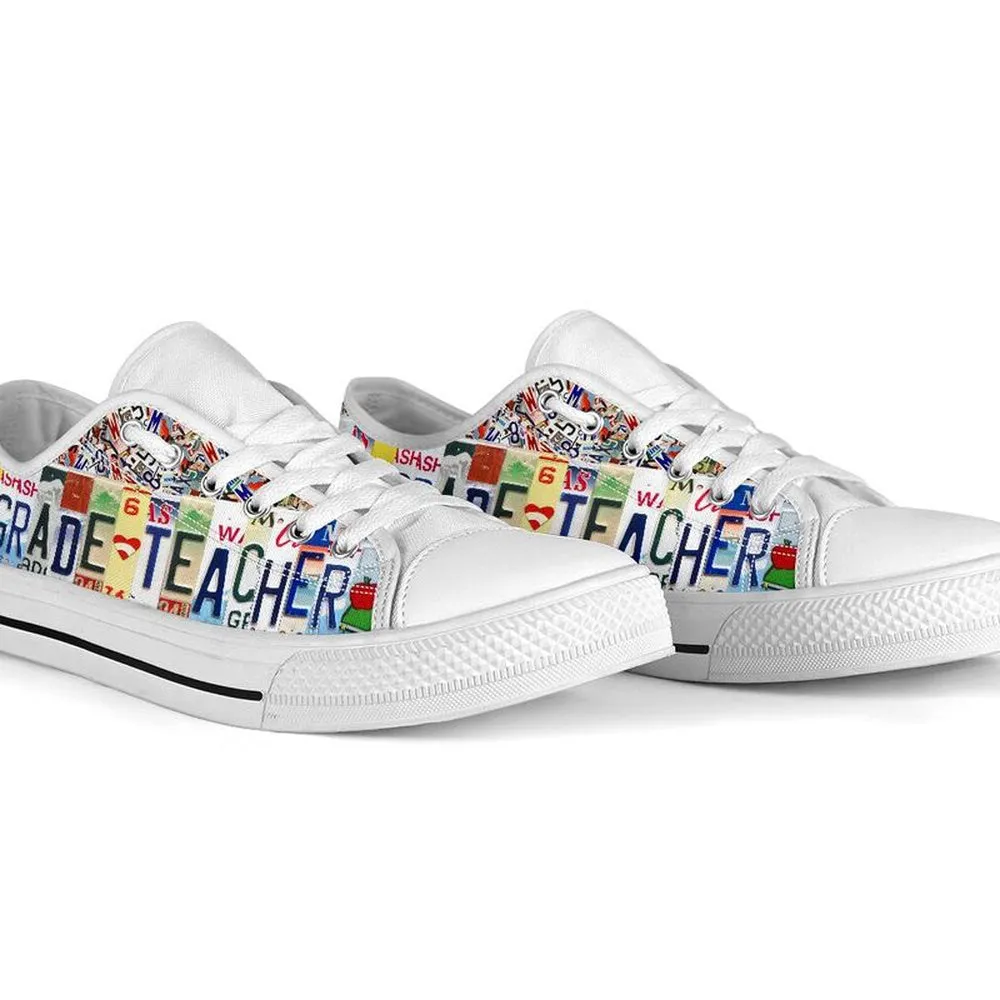 1St Grade Live Love License Plates Low Top Shoes, Teacher Shoes, Low Top Sneakers