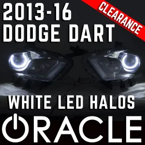 2013-2016 Dodge Dart HID Headlights - ORACLE White LED Halo Kit Pre-Installed