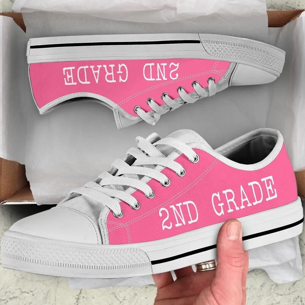 2Nd Grade Strong Pink White Shoes, Teacher Shoes, Low Top Sneakers