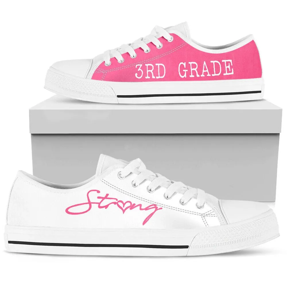 3Rd Grade Strong Pink White Shoes, Teacher Shoes, Low Top Sneakers