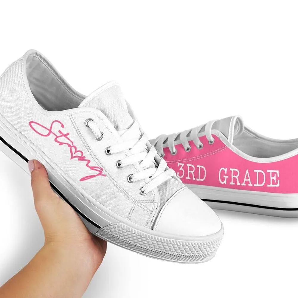 3Rd Grade Strong Pink White Shoes, Teacher Shoes, Low Top Sneakers