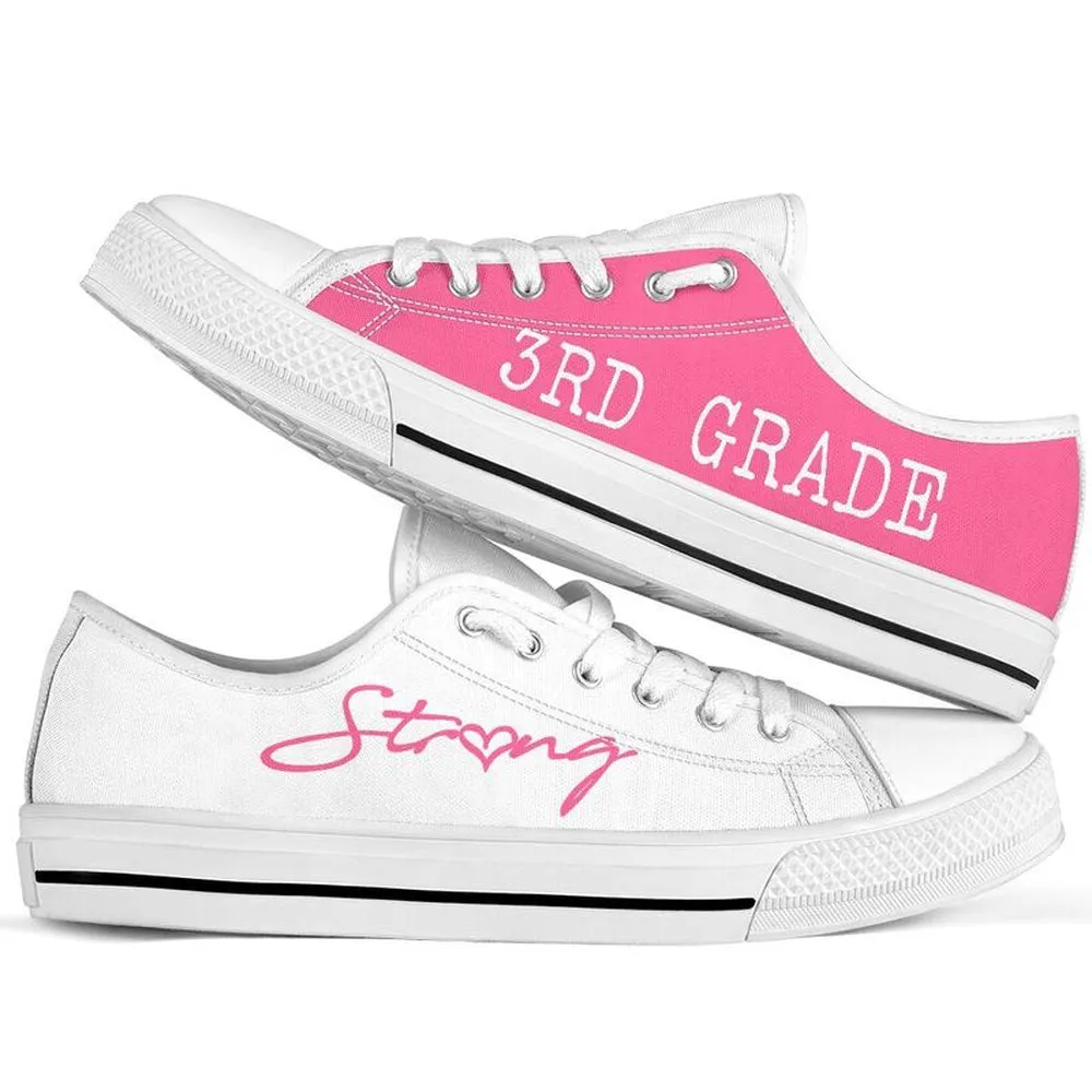 3Rd Grade Strong Pink White Shoes, Teacher Shoes, Low Top Sneakers