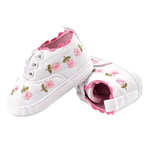 Baby Girl Lace Floral Embroidered Soft Shoes