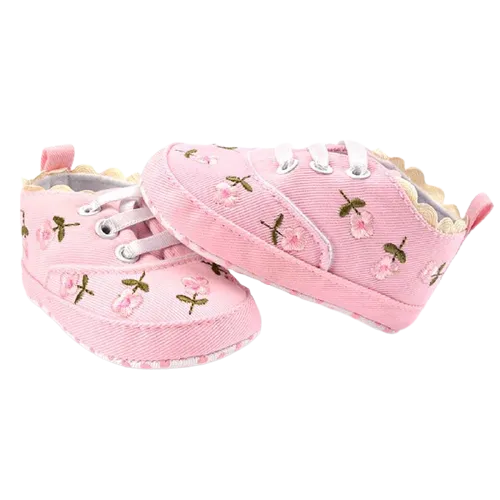 Baby Girl Lace Floral Embroidered Soft Shoes