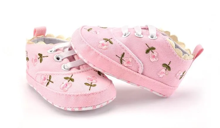 Baby Girl Lace Floral Embroidered Soft Shoes