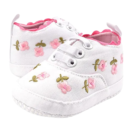 Baby Girl Lace Floral Embroidered Soft Shoes