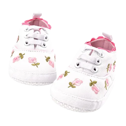 Baby Girl Lace Floral Embroidered Soft Shoes