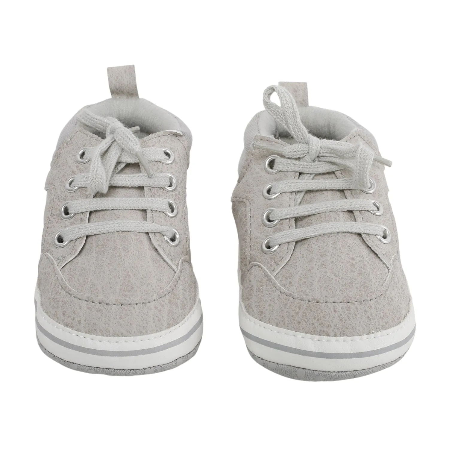 Baby Moo Textured Grey Lace Up Sneakers