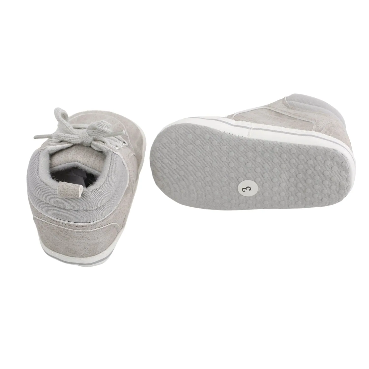 Baby Moo Textured Grey Lace Up Sneakers