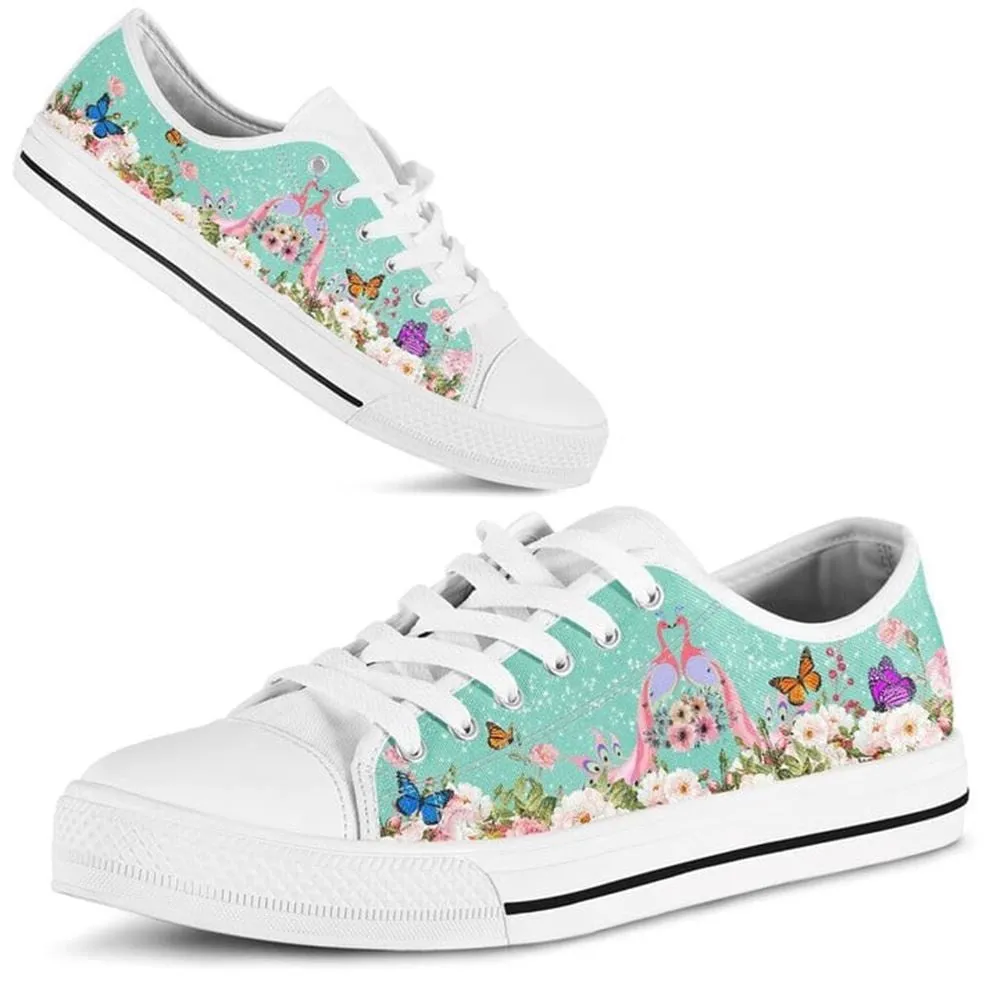 Beautiful Couple Peacock Love Flower Watercolor Low Top Shoes, Animal Print Canvas Shoes, Print On Canvas Shoes