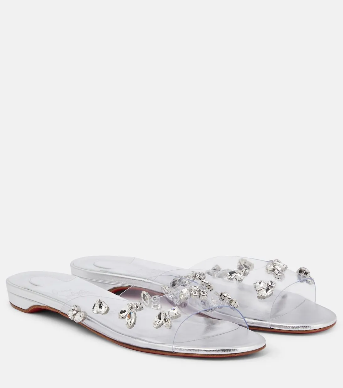 Christian Louboutin PVC Degraqueenie Slippers, Silver