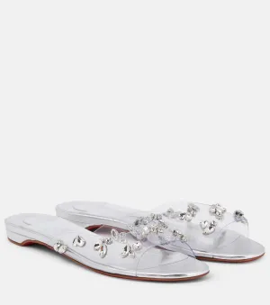 Christian Louboutin PVC Degraqueenie Slippers, Silver