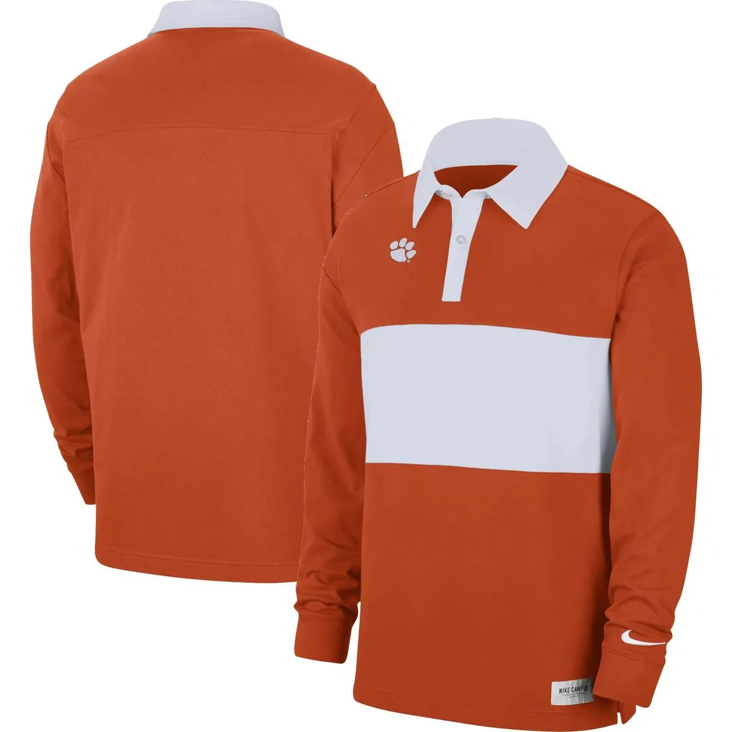 Clemson Tigers Nike Men's Orange Striped Long Sleeve Polo Shirt