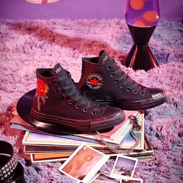 Converse Chuck Taylor All Star Hi Rose Sneakers with Patch, Black