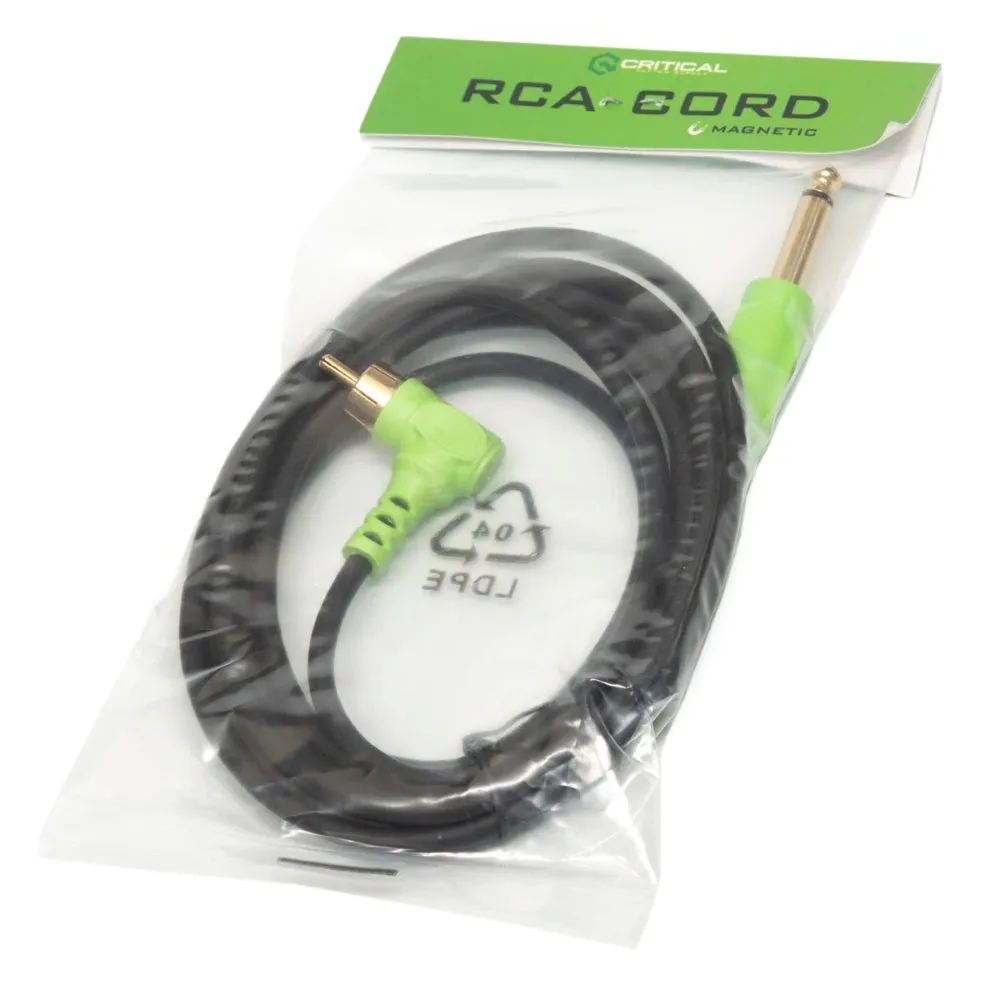 Critical Magnetic 90 Degree RCA Cord (7') Green and Black