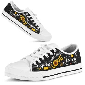 Dance Teacher Teach Sunflower Low Top Shoes, Teacher Shoes, Low Top Sneakers