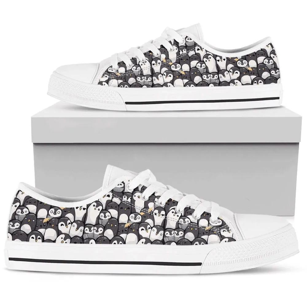 Full Penguin Low Top Shoes Sneaker, Low Top Sneaker, Low Top Canvas Shoes