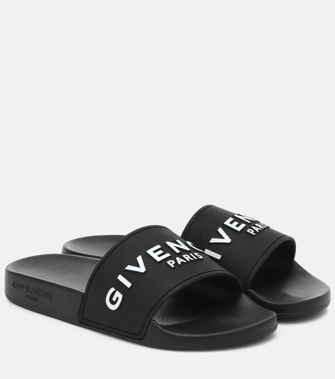 Givenchy Logo Paris Flat Slides, Black