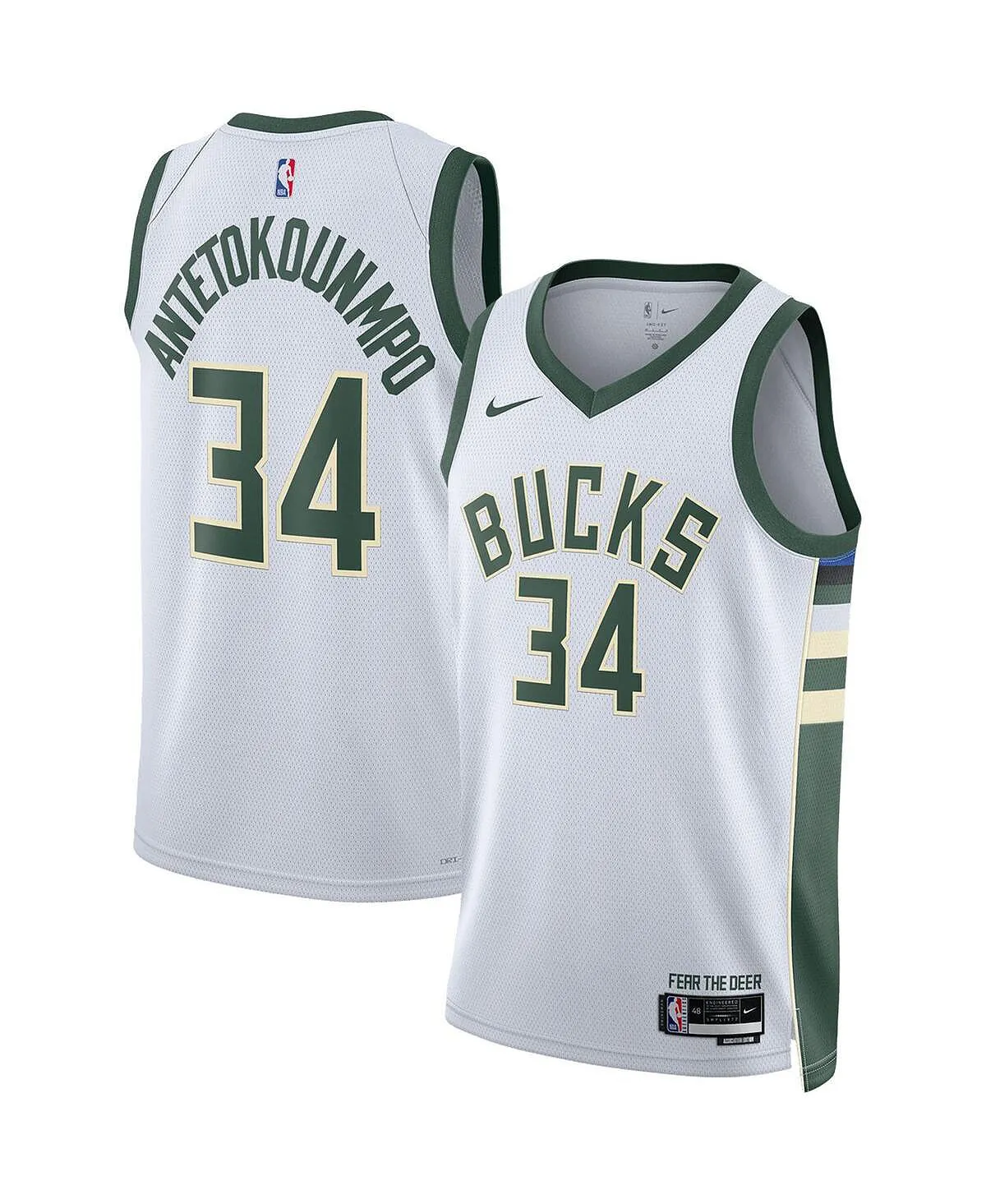 Men's and women's giannis antetokounmpo white milwaukee bucks 2022/23 swingman t-shirt - association edition Nike white