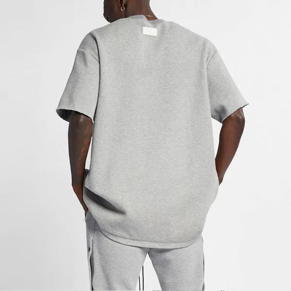 Men's Nike NRG Ti Warm Up Top x Fear of God FOG Gray Zipper Short Sleeve Tops 'Dark Gray Heather Black', gray