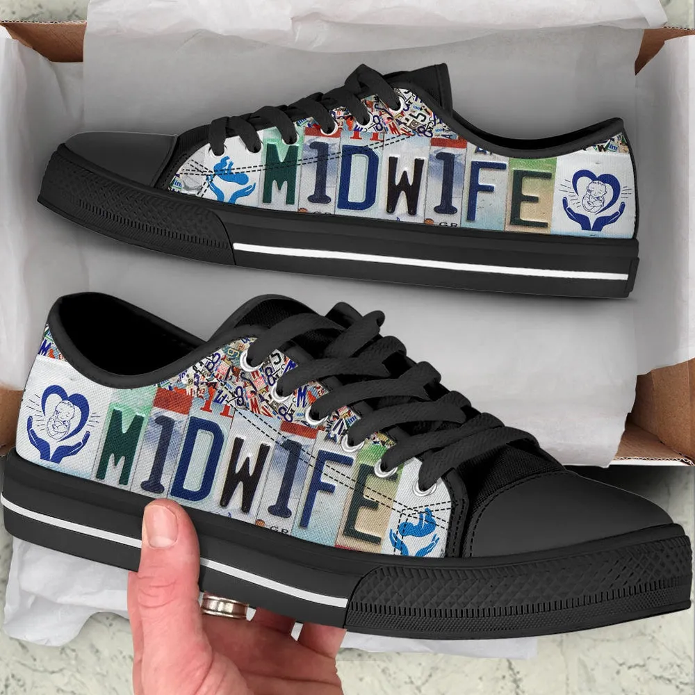 Midwife License Plates Low Top Shoes , Low Top Sneaker, Low Top Canvas Shoes