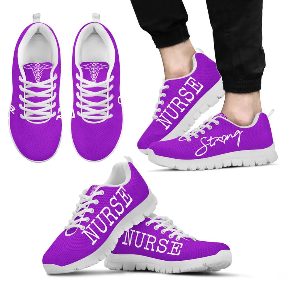 Nurse Sneaker, Nurse Strong All Purple Sneakers Shoes, Best Shoes For Nurses