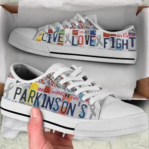 Parkinson's Shoes Live Love Fight License Plates Low Top Shoes Malalan, Best Canvas Shoes, Low Top Sneaker