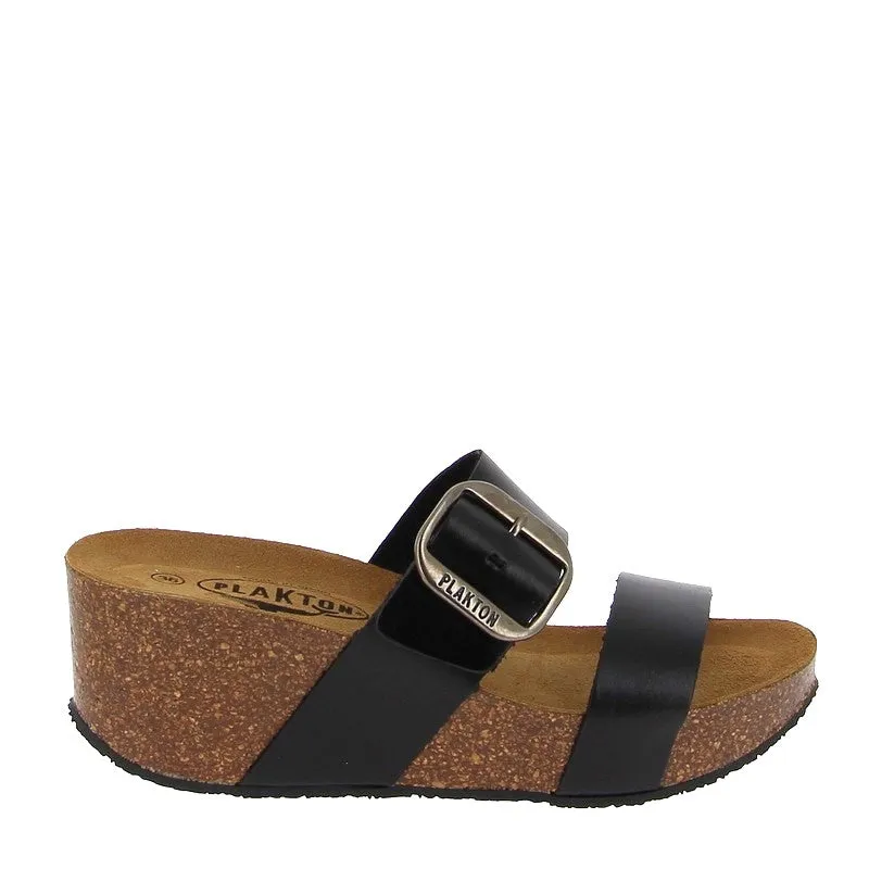 Plakton 873004 Black Wedge Sandals