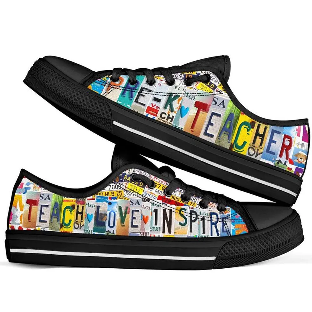 Pre-K Teacher Shoes License Plate Shoes for Mens, Teacher Shoes, Low Top Sneakers