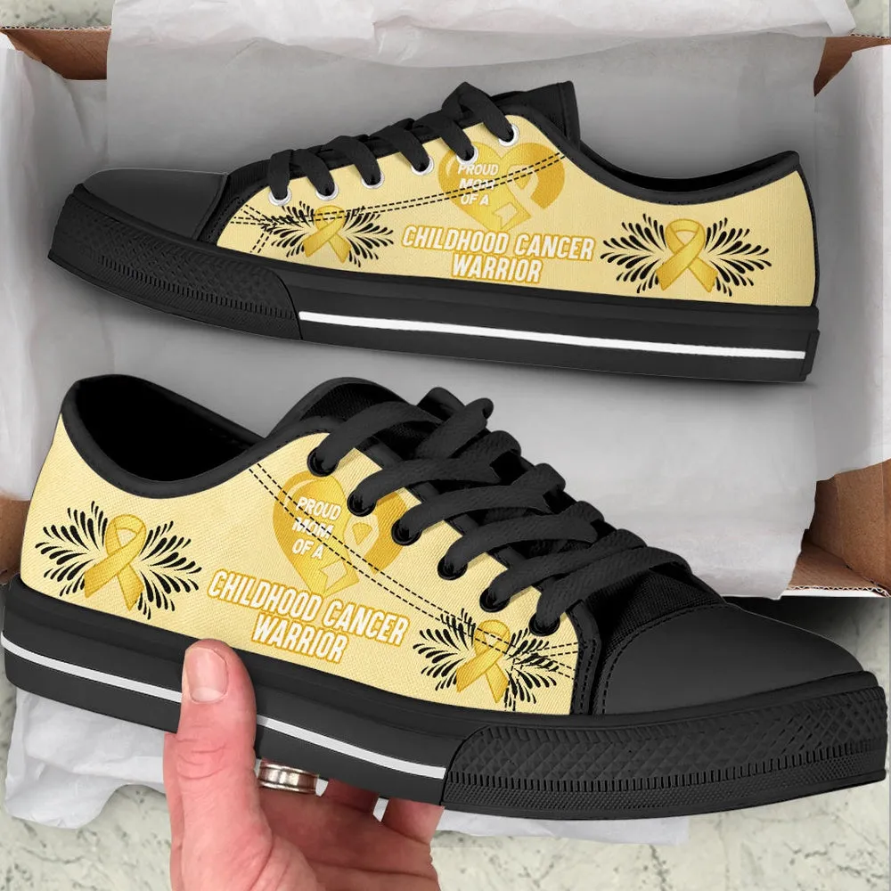 Proud Mom Of Childhood Cancer Warrior Low Top Shoes, Best Canvas Shoes, Low Top Sneaker