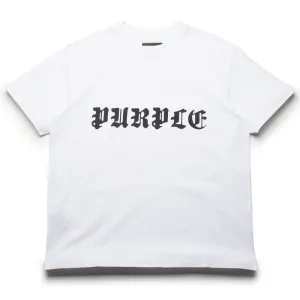 Purple Brand Gothic Wordmark Tee - White