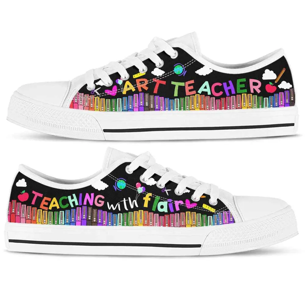 School Art Teacher Teaching With Flair Low Top Shoes, Teacher Shoes, Low Top Sneakers