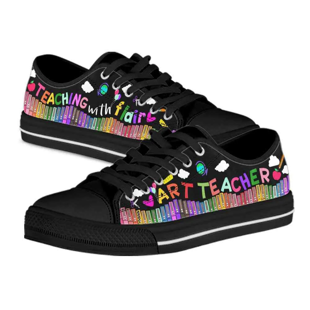 School Art Teacher Teaching With Flair Low Top Shoes, Teacher Shoes, Low Top Sneakers