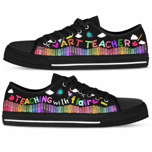 School Art Teacher Teaching With Flair Low Top Shoes, Teacher Shoes, Low Top Sneakers