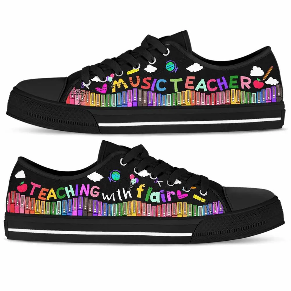 School Music Teacher Teaching With Flair Low Top Shoes, Teacher Shoes, Low Top Sneakers