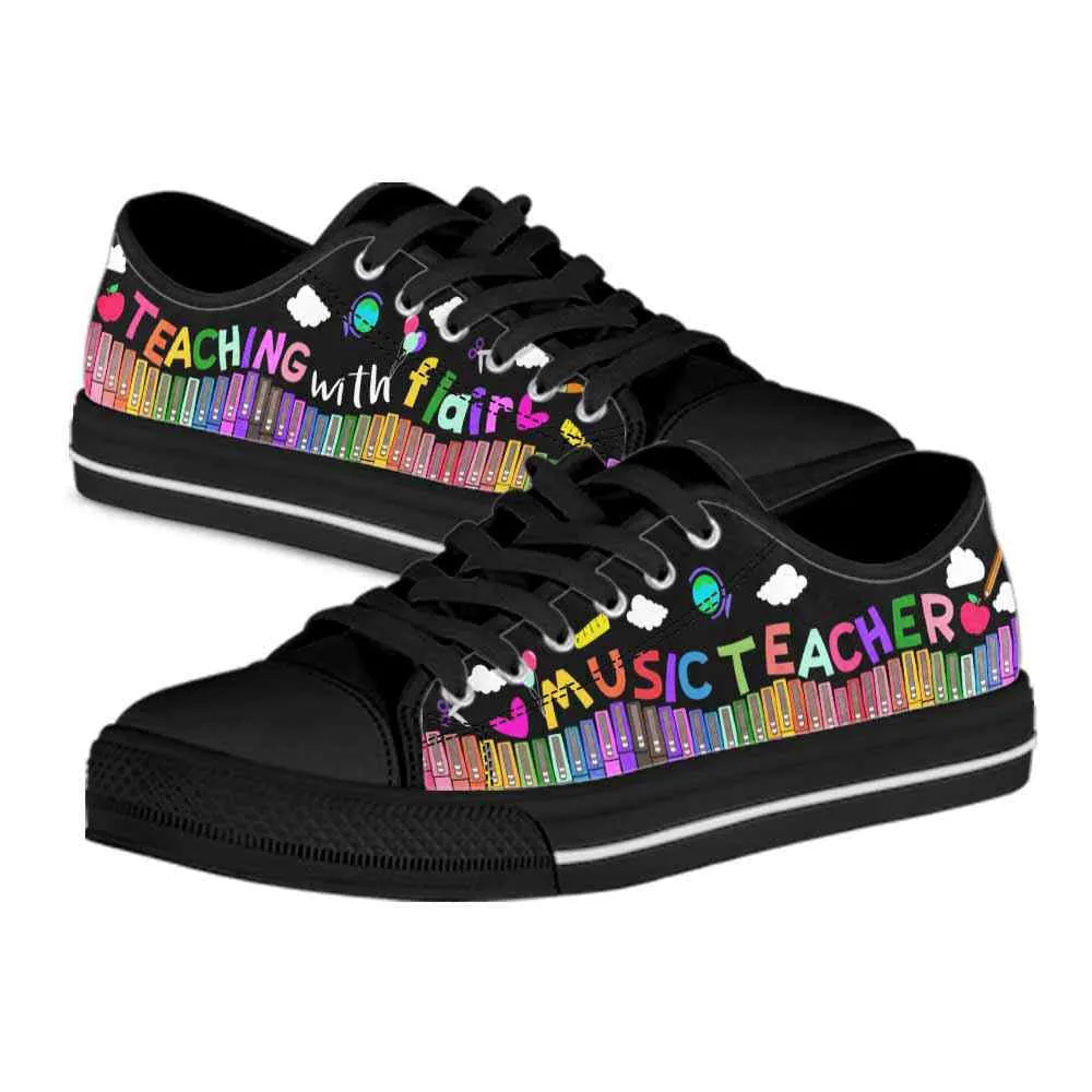 School Music Teacher Teaching With Flair Low Top Shoes, Teacher Shoes, Low Top Sneakers