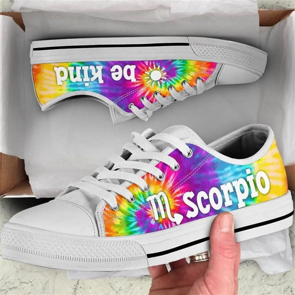 Scorpio Bekind Tie Dye Canvas Low Top Shoes, Low Top Sneaker, Low Top Canvas Shoes