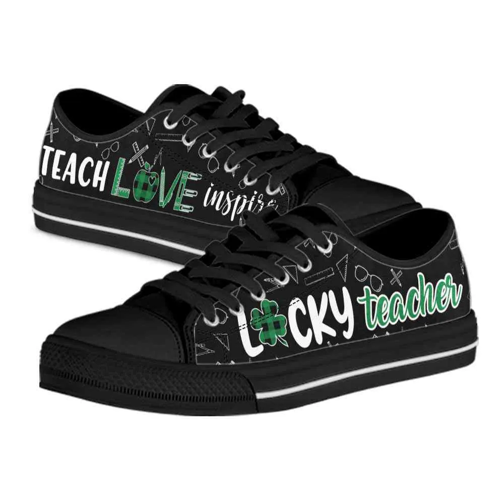 Shamrock Lucky Teacher Flower Low Top Shoes, Teacher Shoes, Low Top Sneakers