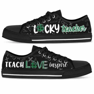 Shamrock Lucky Teacher Flower Low Top Shoes, Teacher Shoes, Low Top Sneakers