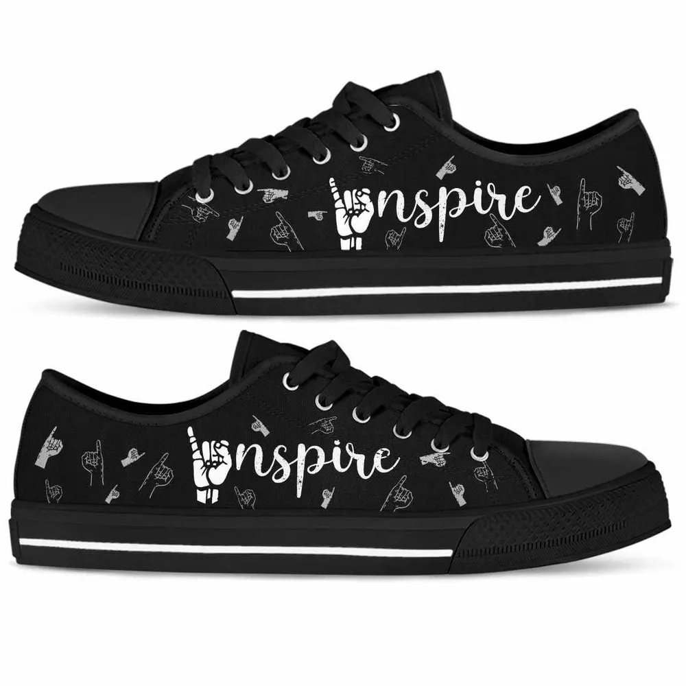 Sign Language Hands Pattern Inspire Low Top Shoes, Teacher Shoes, Low Top Sneakers