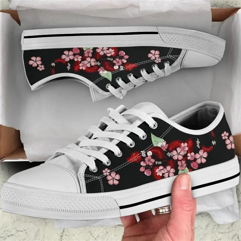 Snake Cherry Blossom Low Top Shoes, Low Top Sneaker, Low Top Canvas Shoes