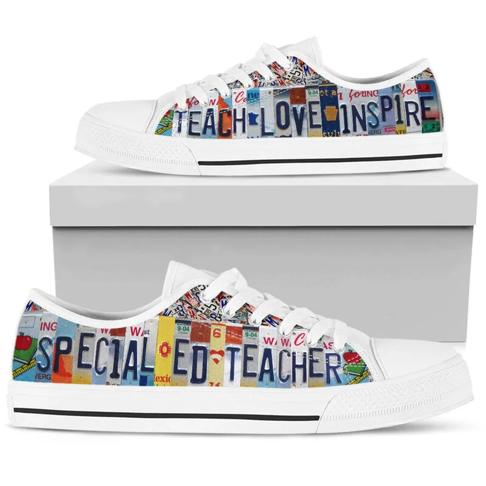 Special Ed Teacher License Plates Low Top Navy Shoes, Teacher Shoes, Low Top Sneakers