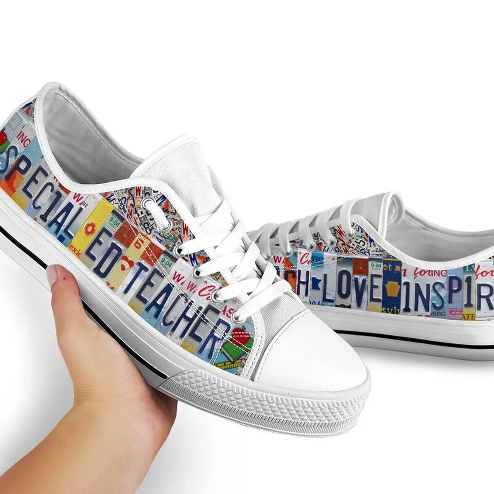 Special Ed Teacher License Plates Low Top Navy Shoes, Teacher Shoes, Low Top Sneakers