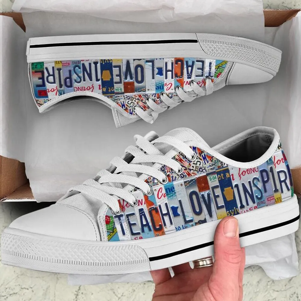 Special Ed Teacher License Plates Low Top Navy Shoes, Teacher Shoes, Low Top Sneakers