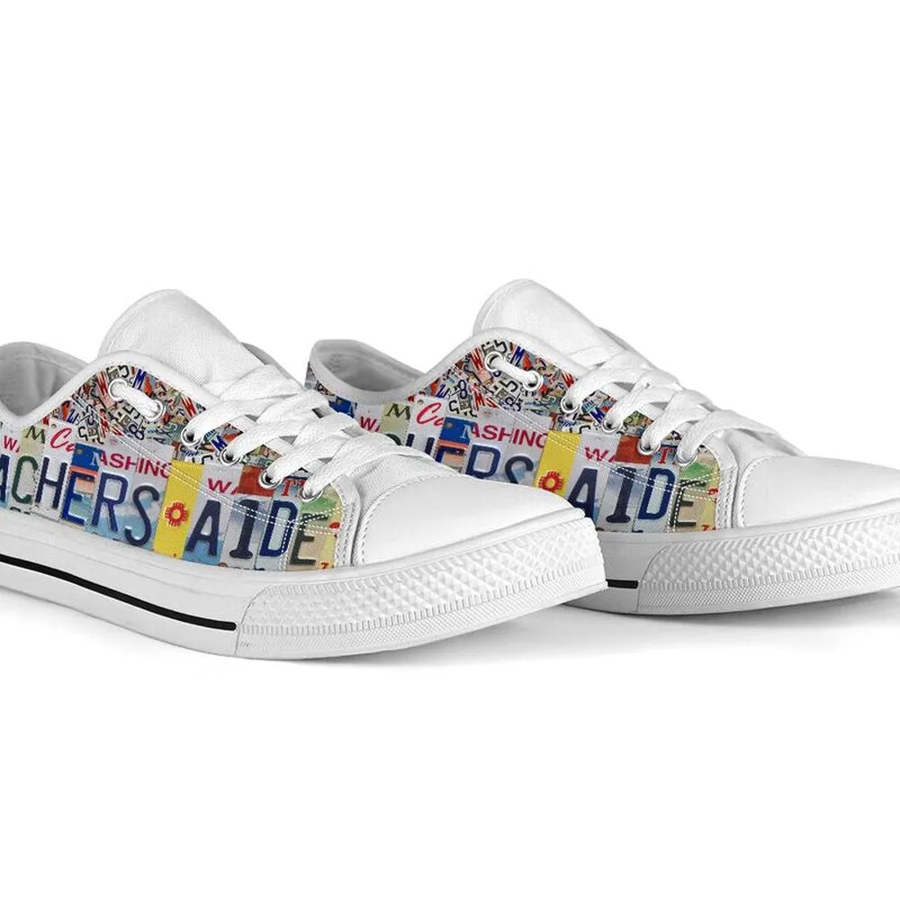 Teacher Aide Inspire License Plates Low Top Shoes, Teacher Shoes, Low Top Sneakers