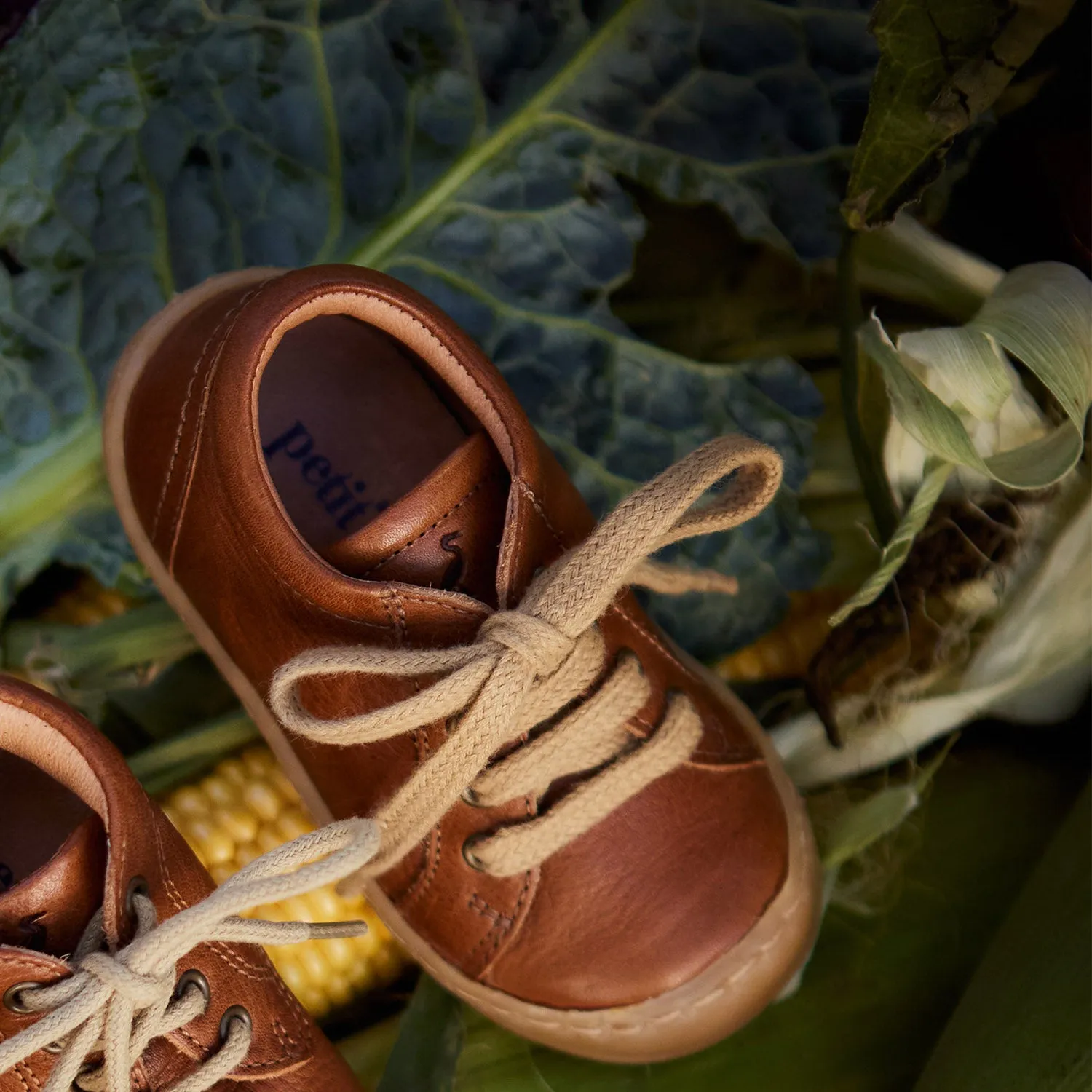 Toddler Leather Lace Shoes - Cognac