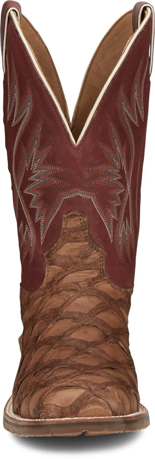 Tony Lama Mens Prescott Chocolate Pirarucu Cowboy Boots